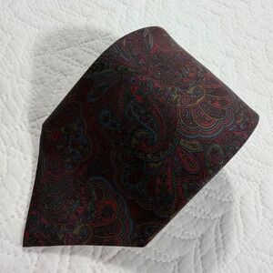 Valentino Pietro Mens 100% Silk Tie Burgundy Blue Gold Paisley Classic Necktie